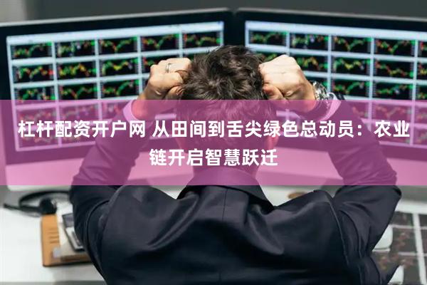 杠杆配资开户网 从田间到舌尖绿色总动员：农业链开启智慧跃迁