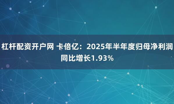 杠杆配资开户网 卡倍亿：2025年半年度归母净利润同比增长1.93%